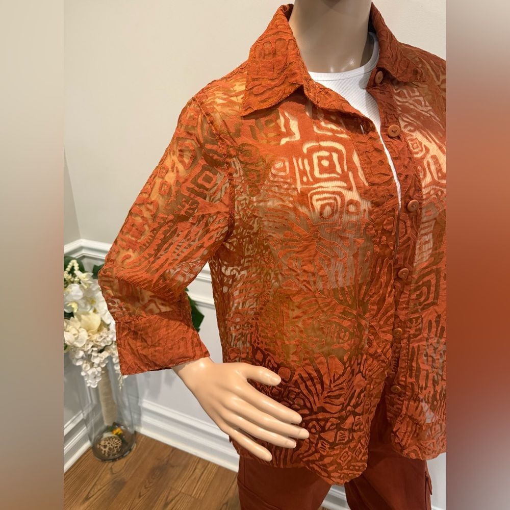 Ruby Rd petite Orange Patterned Blouse - image 2